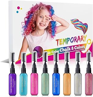 DeMoce Hair Chalk 8pcs Temporary Hair Color for Kids, Washable Hair Mascara for Birthday Cosplay DIY, Easter, New Year, 8 Colors, Natural, Light Hair Colors, Wax, 0.3527 Ounce