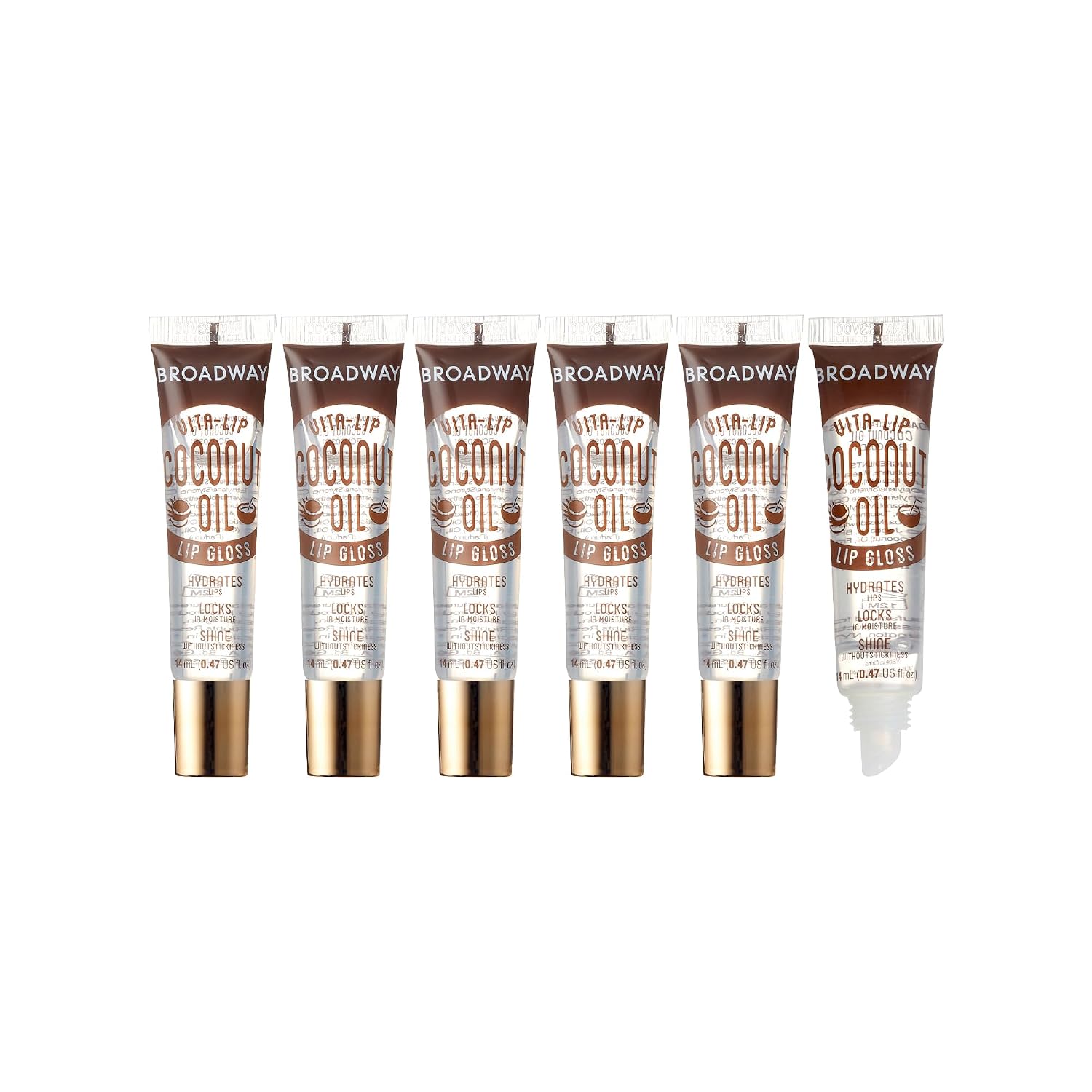 Ruby Kisses Broadway Lip Gloss Vita-Lip Clear Lip Gloss, Moisturizing, Soothing, Super Glossy with Vitamin Oil (Coconut)