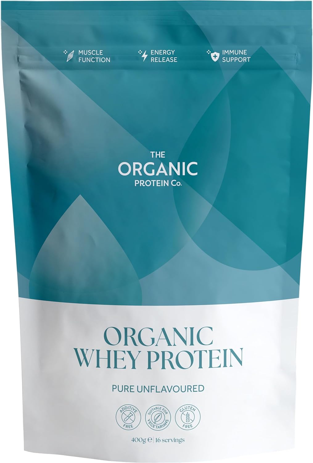 The Organic Protein Co - Pure Unflavoured Organic Whey Protein Powder | Additive Free, Undenatured, Bioactive, UPF Free, Emulsifier Free, Primarily Grass Fed, Vegetarian, Gluten Free – 400g
