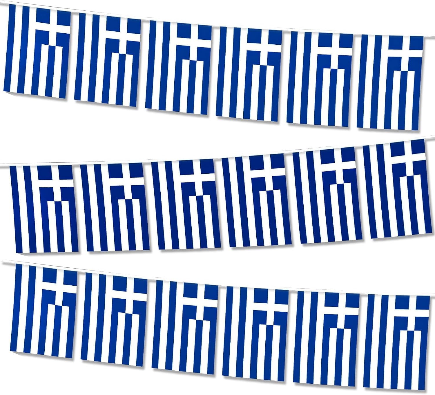 10m Greece Bunting Flags, 38Pcs Greek Flag Bunting Greek Banner Bunting Decorations String Flags for National Day Party Celebration Sports Events Home Decorations (10M Greece Flags)