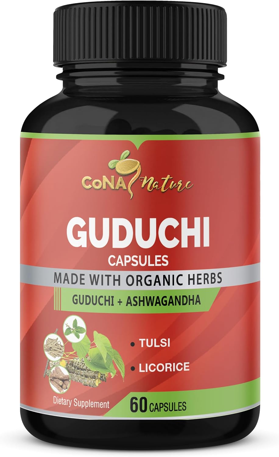 Organic Giloy Guduchi Extract Capsules & Ashwagandha, Licorice, Holy Basil | Immune Booster