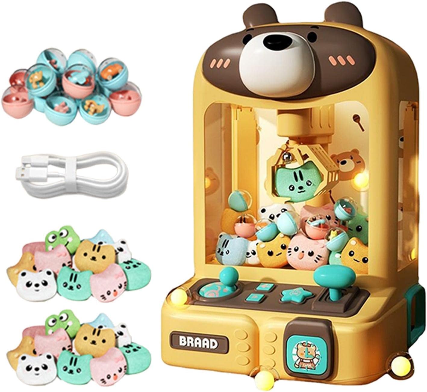 Kowaku Claw Machine Cartoon Electronic Game - Indoor Mini Toy Vending Machine, Arcade Game Prizes for Kids and Adults, Bear 30 Dolls