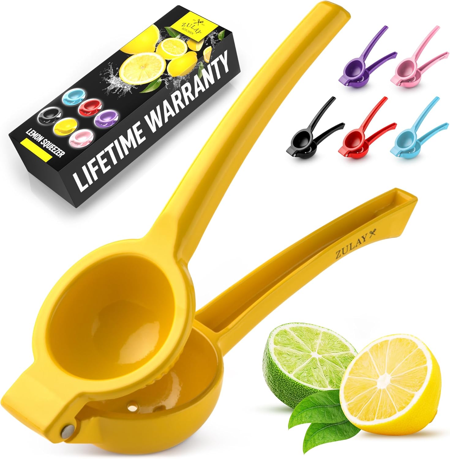 Zulay Kitchen Metal Lemon Squeezer - Durable Citrus Juicer - Manual Press for Extracting the Most Juice Possible