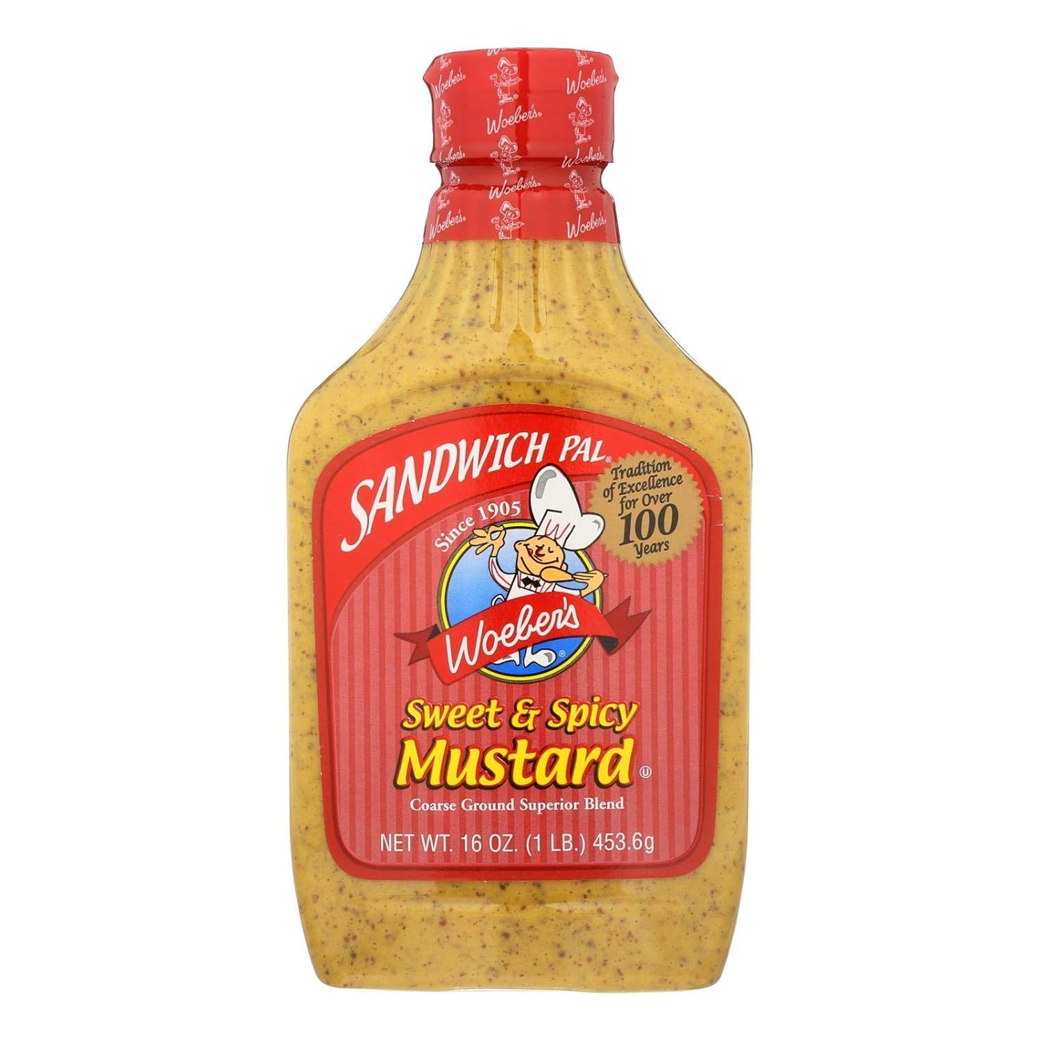 Woeber's Sandwich Pal Sweet & Spicy Mustard, Six 16-Ounce Units (96-Ounces)