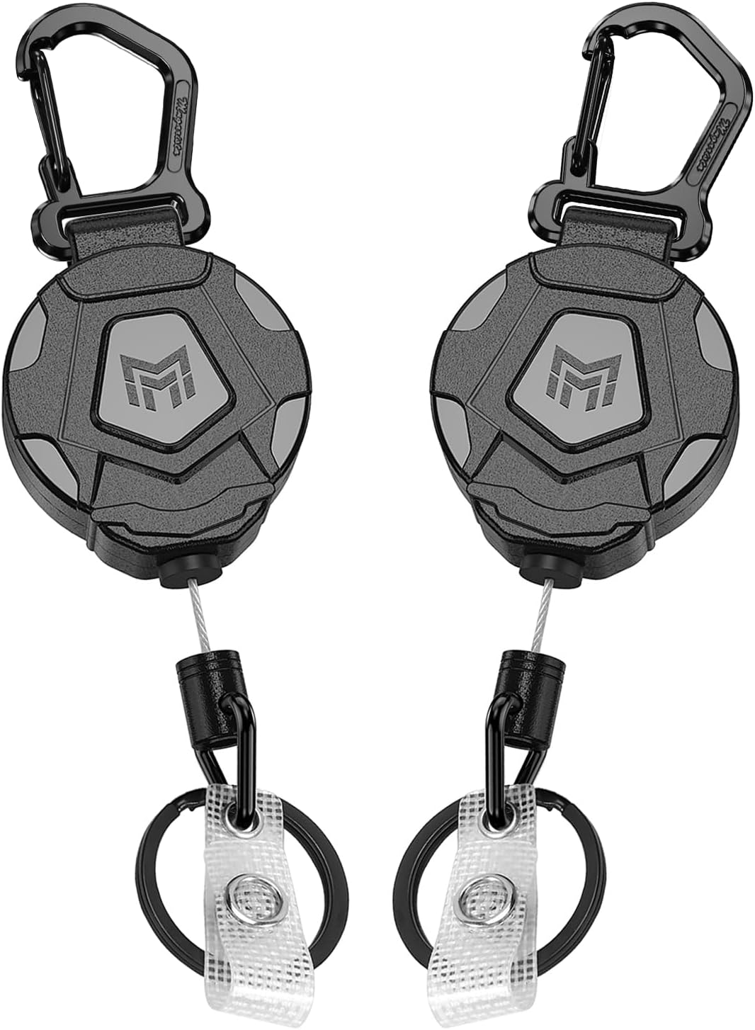 MNGARISTA Retractable Keychain, Heavy Duty Carabiner Badge Holder, Tactical ID Badge Reel with 80cm Steel Retractable Cord, 225g