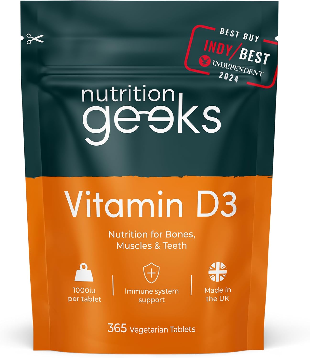 Vitamin D 1000iu - 1 Year Supply, 365 Easy-Swallow Vitamin D Tablets, Vegetarian D3, High Strength Immune Support Supplement - Awarded by The Independent UK