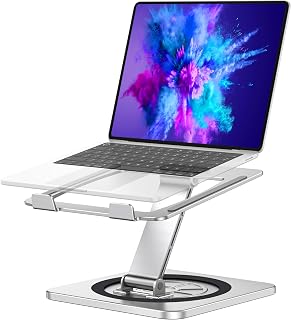 Laptop Stand with 360° Swivel Base, Adjustable Laptop Riser Holder for Desk, Ergonomic Foldable Computer Notebook Cooling Stand, Compatible with MacBook Air Pro, Dell XPS, HP (10-16")