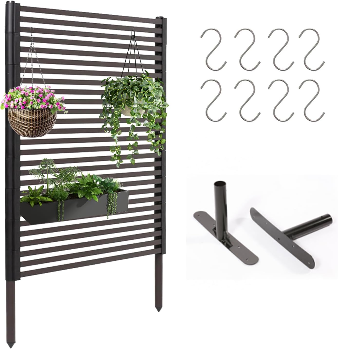 Outdoor Privacy Screens - Length: 43in, Height: 59in, Fence Privacy Screen, Freestanding Horizontal Fence, Metal Material, Anti-Corrosion and Weatherproof, Suitable for Outdoor Garden Courtyard