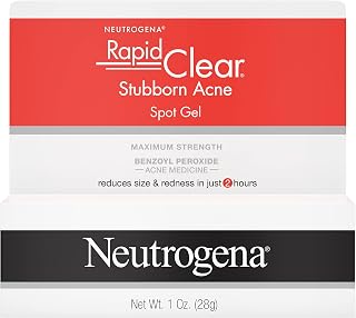 Neutrogena Rapid Clear Stubborn Acne Spot Treatment Gel with Maximum Strength 10% Benzoyl Peroxide Acne Treatment Medication, Pimple Cream for Acne Prone Skin Care, 1 oz
