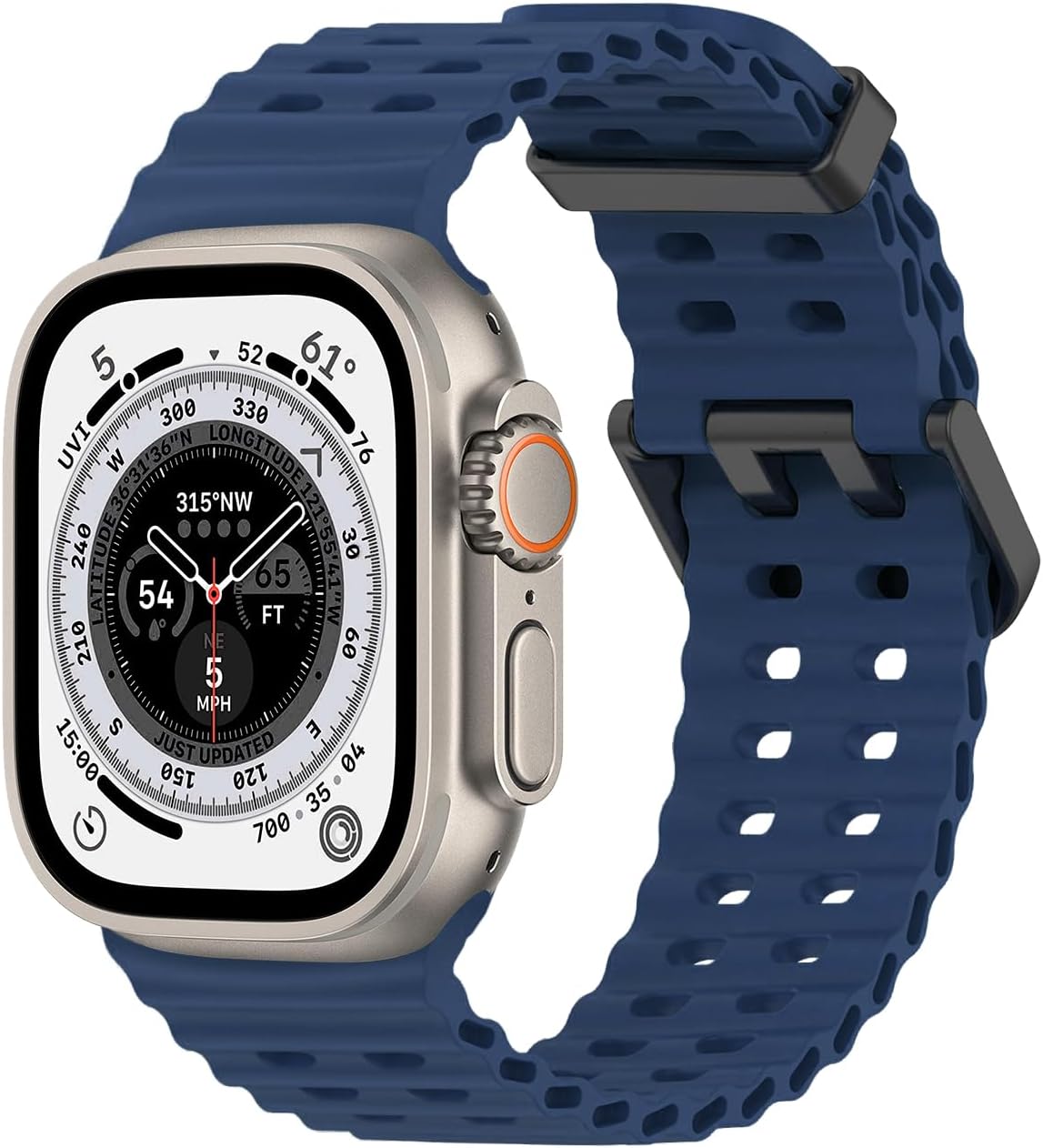 Ocean Band Compatible with Apple Watch Ultra 2/1 Ocean Band 49mm 45mm 44mm 42mm, Waterproof Silicone Sport Band for Apple Watch Ultra Series 9 8 7 6 5 4 3 SE