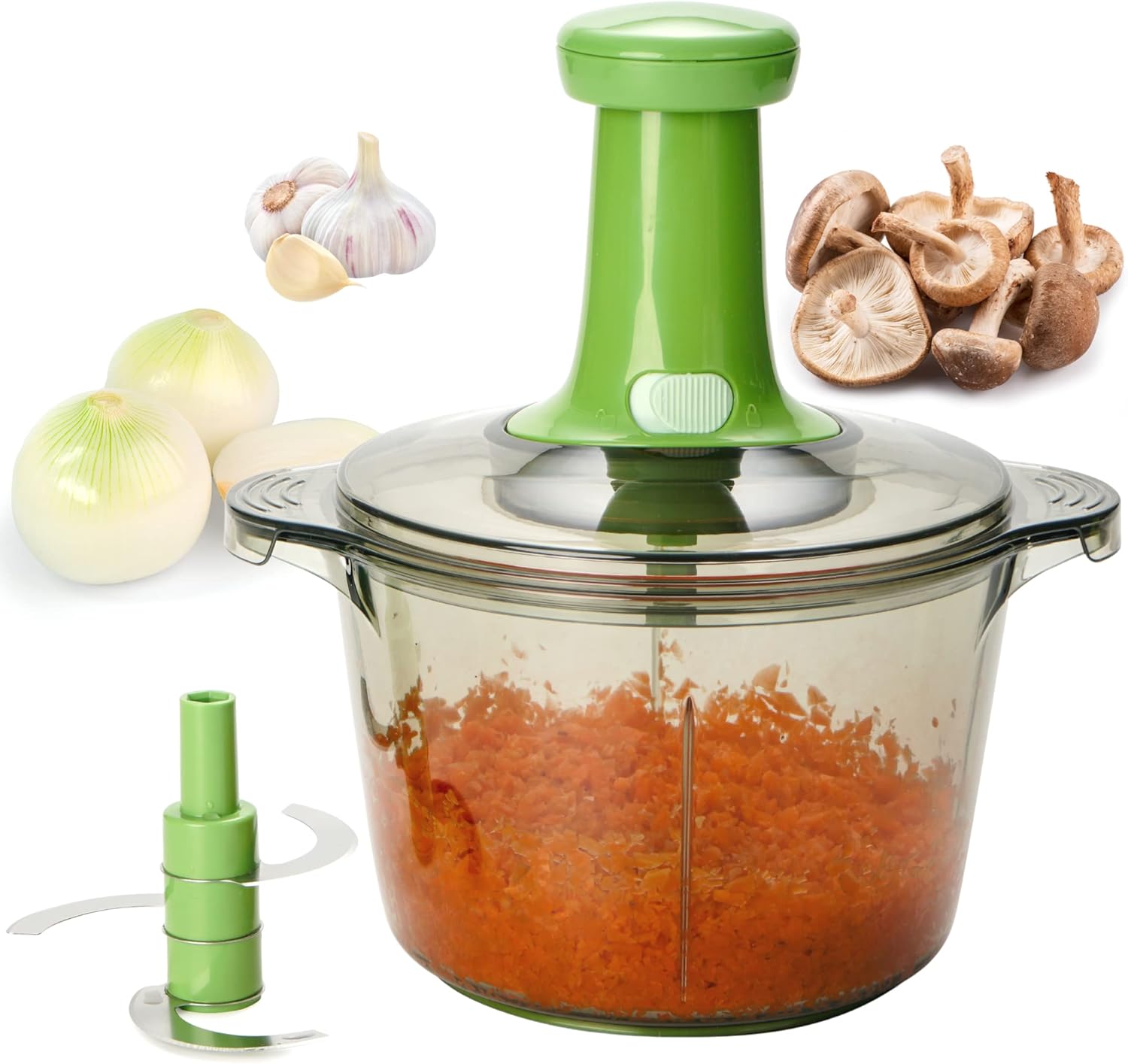 Brieftons Express Vegetable Chopper: 2-Litre, Quick Vegetable Manual Hand Chopper to Chop Veggies, Fruits, Herbs, Tomato, Garlic, Onion Chopper for Salad, Salsa, Pesto, Coleslaw, Puree, Indian Cooking