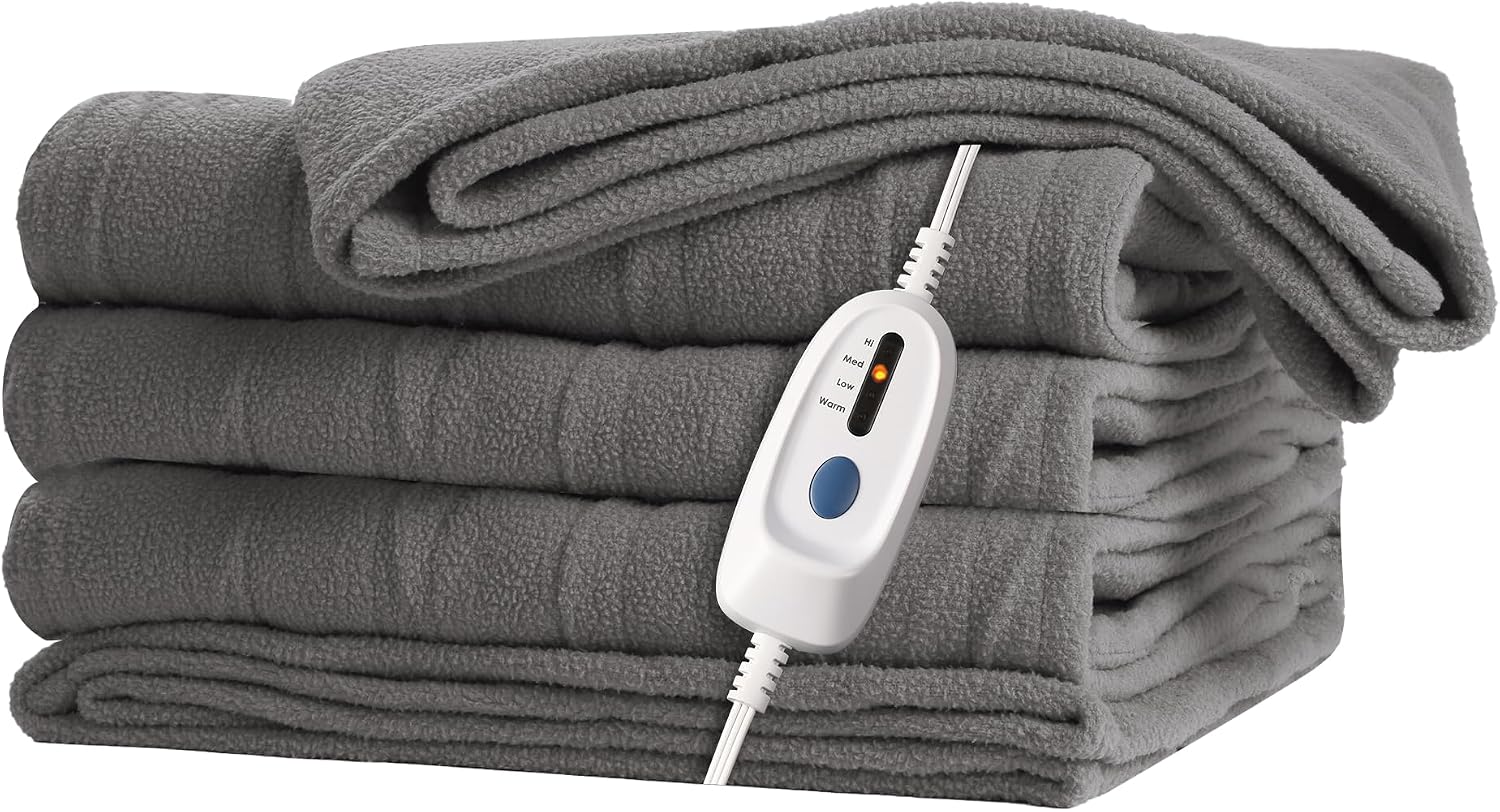 Electric Heated Blanket 72"x 84" Full Size, 4 Heating Levels and 10-Hour Auto Off, Lightweight and Breathable - Ash Grey