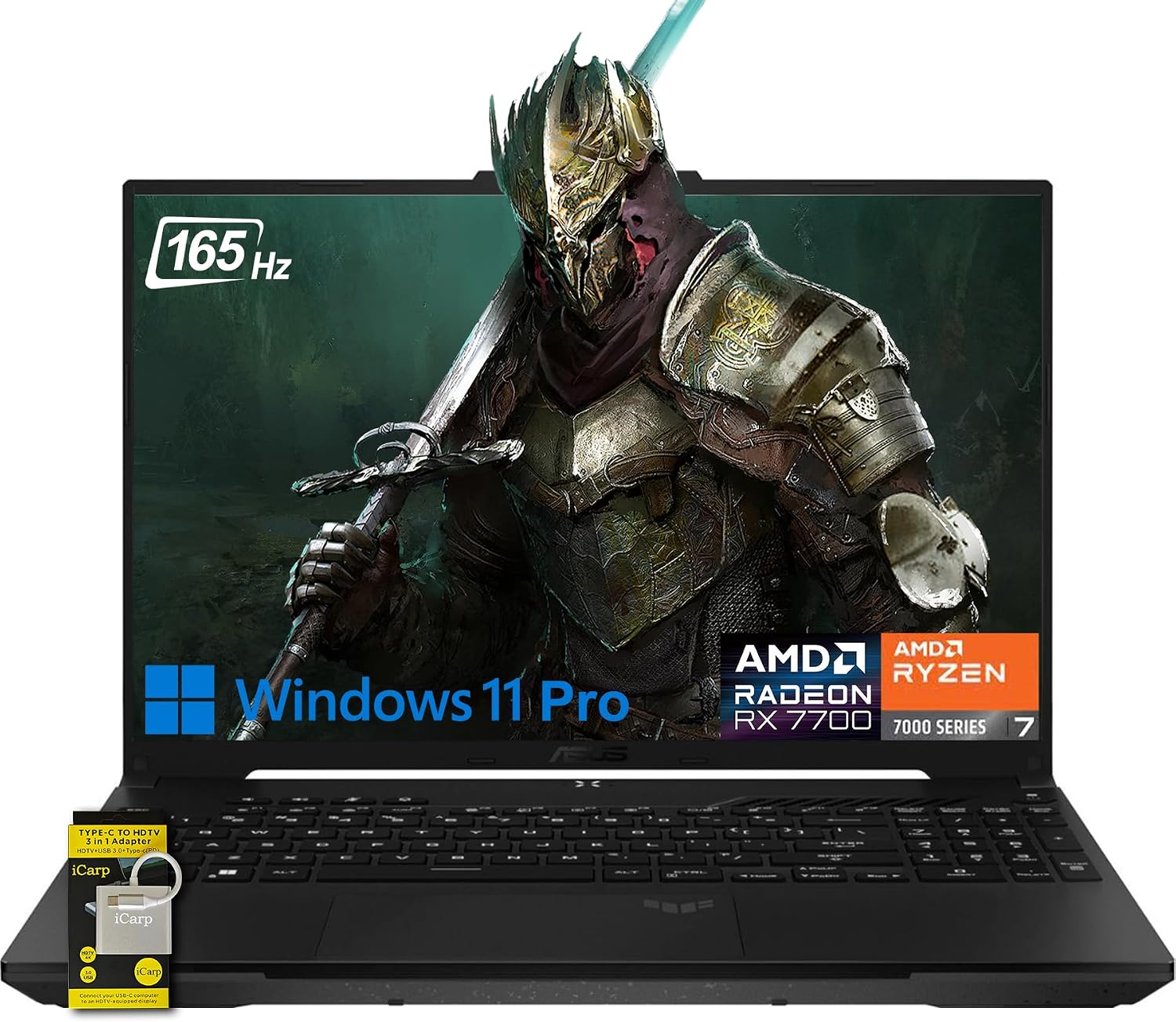 ASUS TUF Gaming A16 Laptop 16" WUXGA 165Hz 7ms 100% sRGB AMD Octa-core Ryzen 7 7735HS 16GB RAM 512GB SSD AMD Radeon RX 7700S 8GB (>RTX4060) Backlit Type-C USB4 Fast Charging Win11 Pro ICP Accessory