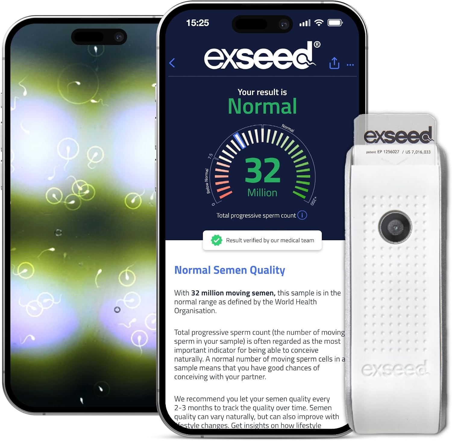 ExSeed Completely-at-Home Male Fertility Test - Sperm Count, Progressive Movement & Volume with Home Sperm Test in 15 Minutes with Accurate Results Using Your Smartphone. 2-Test Kit.