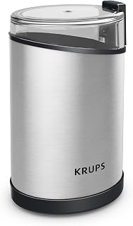 Krups Coffee Grinder, Fast-Touch, 3oz, 85g bean hopper - Easy to Use, One Touch Operation - 200 Watts - Espresso Grinder, Spice Grinder, 2 to 12 cup Coffee Bean Grinder, Silver