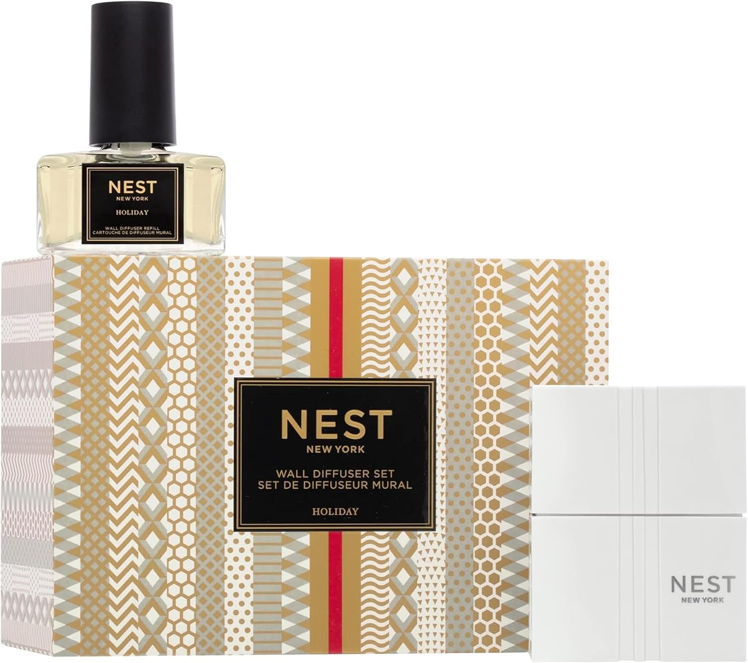 NEST New York Wall Diffuser Set, Holiday - Includes 1 Diffuser Unit + 1 Refill - Up to 30 Days of Continuous Scent - Cruelty Free, Vegan - Made in USA