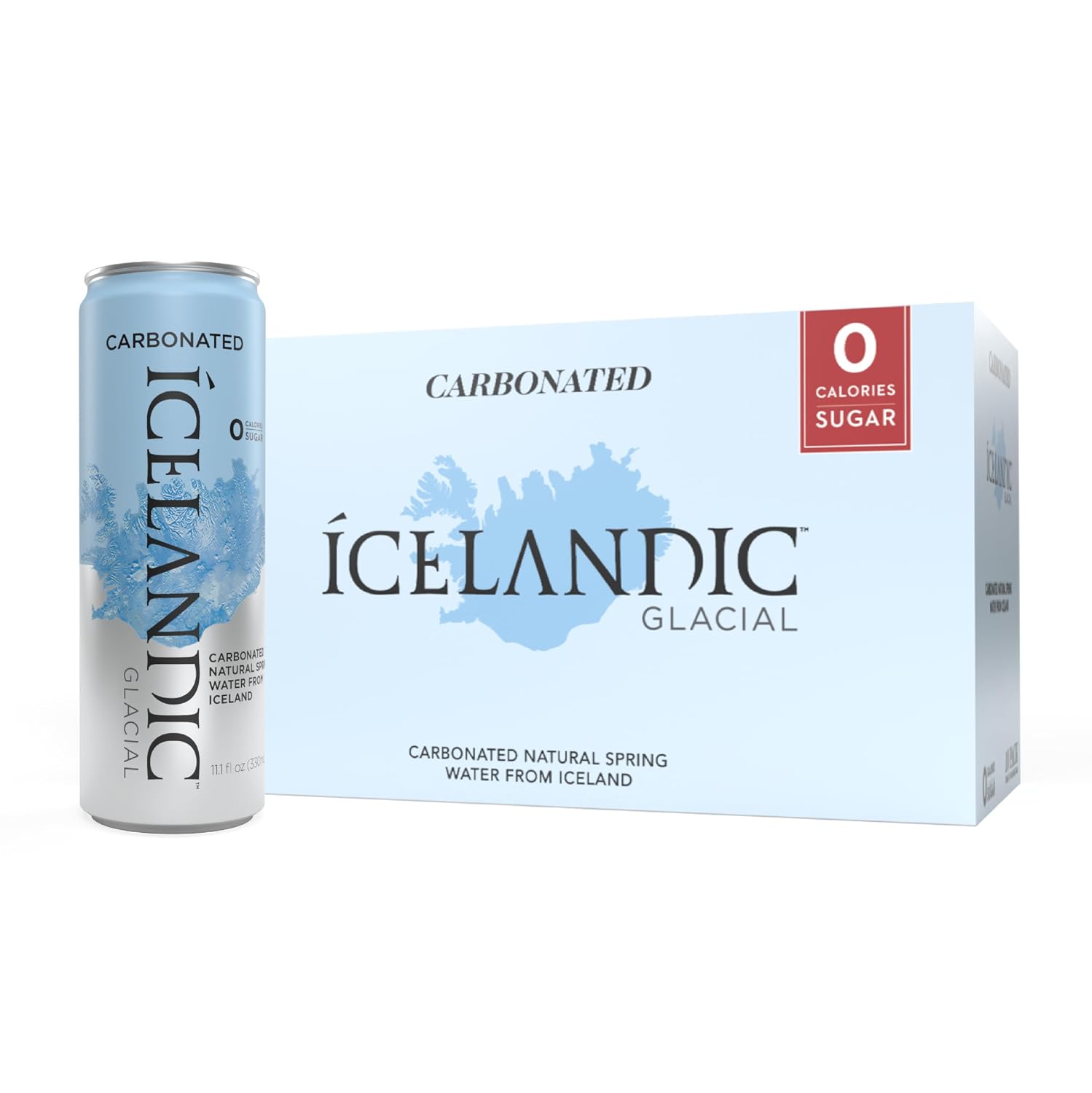Icelandic Glacial Sparkling Water, Unflavored, 330 ml / 11.1 Fl Oz Cans (Pack of 10)