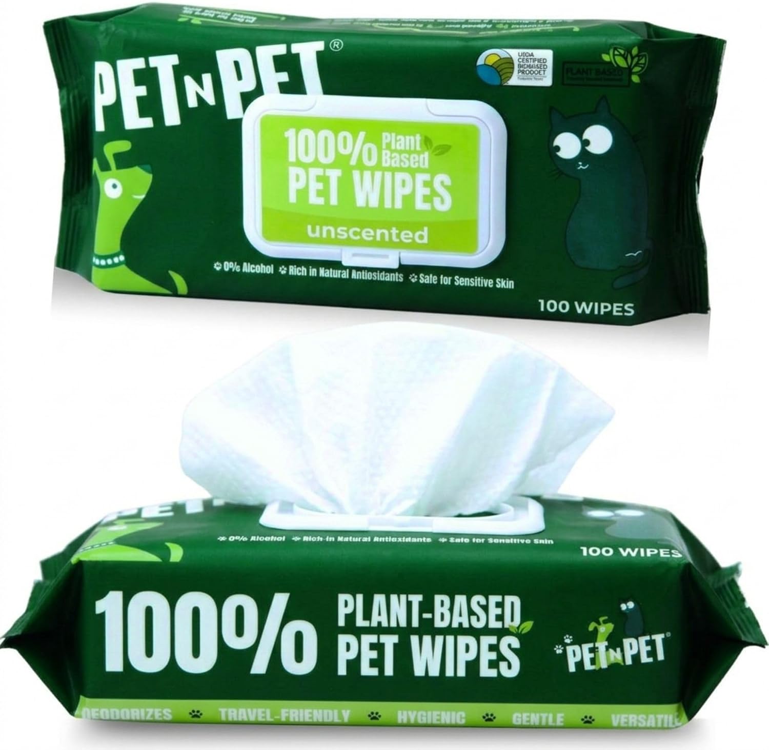PET N PET Dog Wipes, 100 Count, Hypoallergenic, for Dogs & Cats