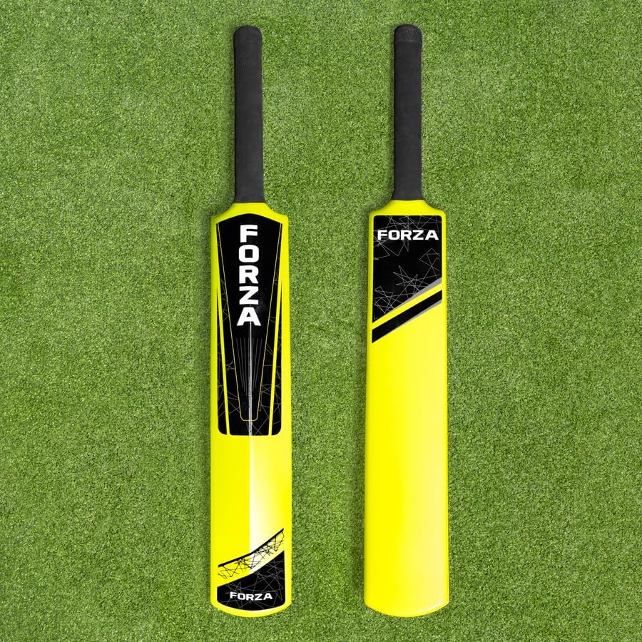 FORZA Plastic Garden Cricket Bat | Lightweight & Ultra-Durable Fluro Yellow Design - Available in 3 Sizes [Cricket Bat Only]