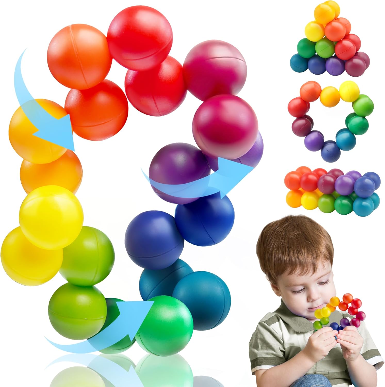 Autism Sensory Toy for Autistic Toddler Kids, Counselor Calm Down Pre-K Classroom Treasure Box Airplane Travel Activities Road Trip Fidget Ball for Age 3-5 5-7 3-4 4-8 Christmas Stocking Stuffer Gift
