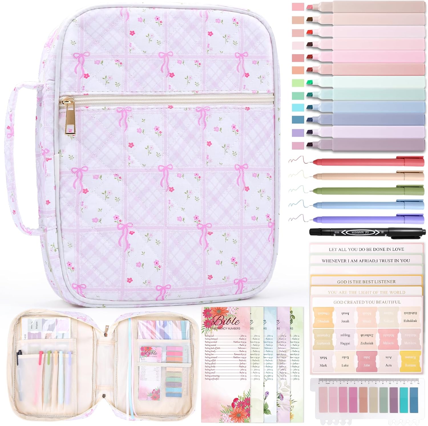 Bible Cover Case for Women Bible Bag Journaling Kit w/Study Supplies