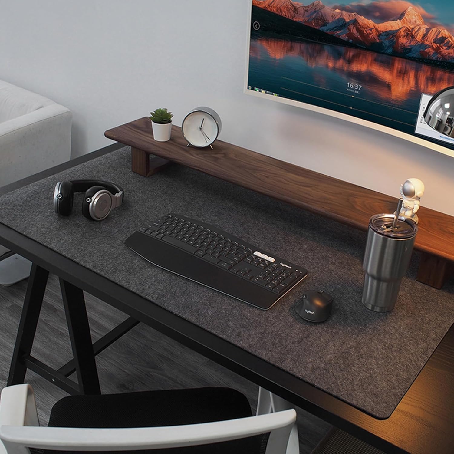 100X40cm Felt Desk pad, Large Mouse pad, Felt pad, Table Protection and Organizer, for The Office and at Home (Dunkelgrau, 1000 * 400mm)
