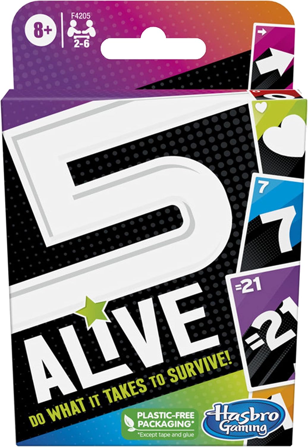 Hasbro Gaming 5 Alive, Fast-Paced Game Kids Age 8+ And Families, Family Quick Card Games 2 To 6 Players, Multicolor