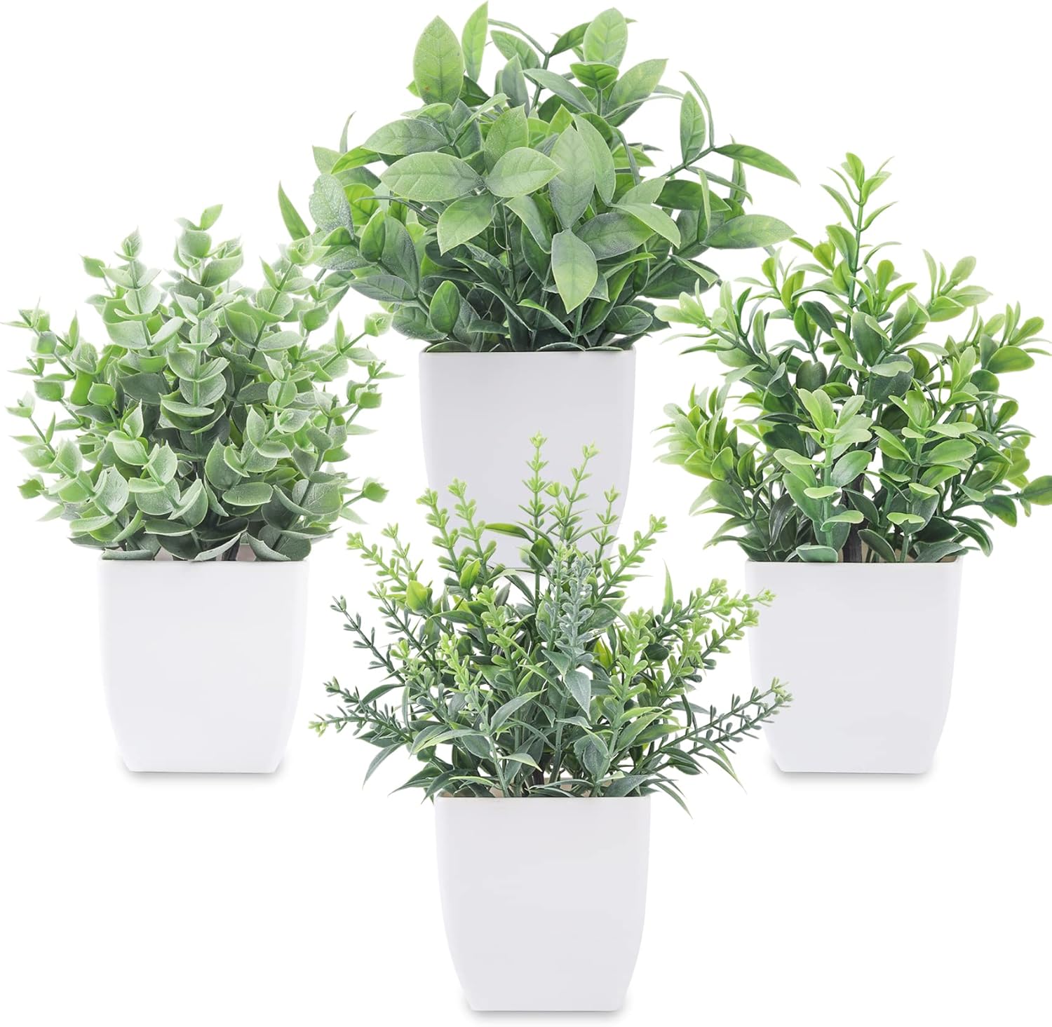 Der Rose 4 Pack Fake Plants Mini Artificial Greenery Potted Plants for Home Decor Indoor Office Table Room Farmhouse