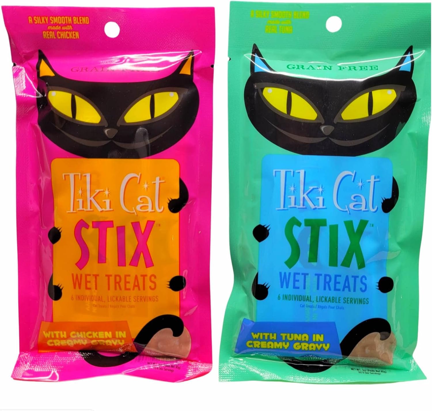 Tiki Cat Stix 6ct Single Serve Pouches - Tuna Mousse and Chicken Mousse (2 Pack)