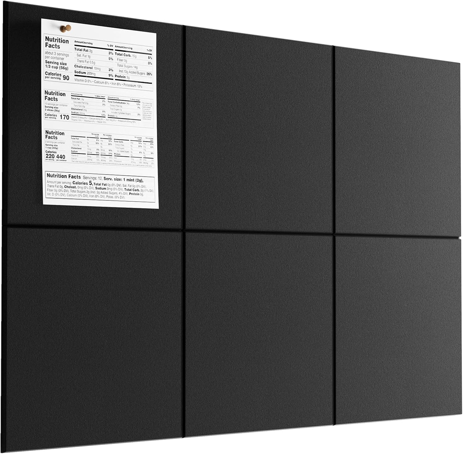 MaxGear Large Cork Board for Wall 36" x 24", Black Bulletin Board, 6 Pack Felt Wall Tiles with Pushpins, Cork Boards for Office Pin Board Tack Board Cork Boards