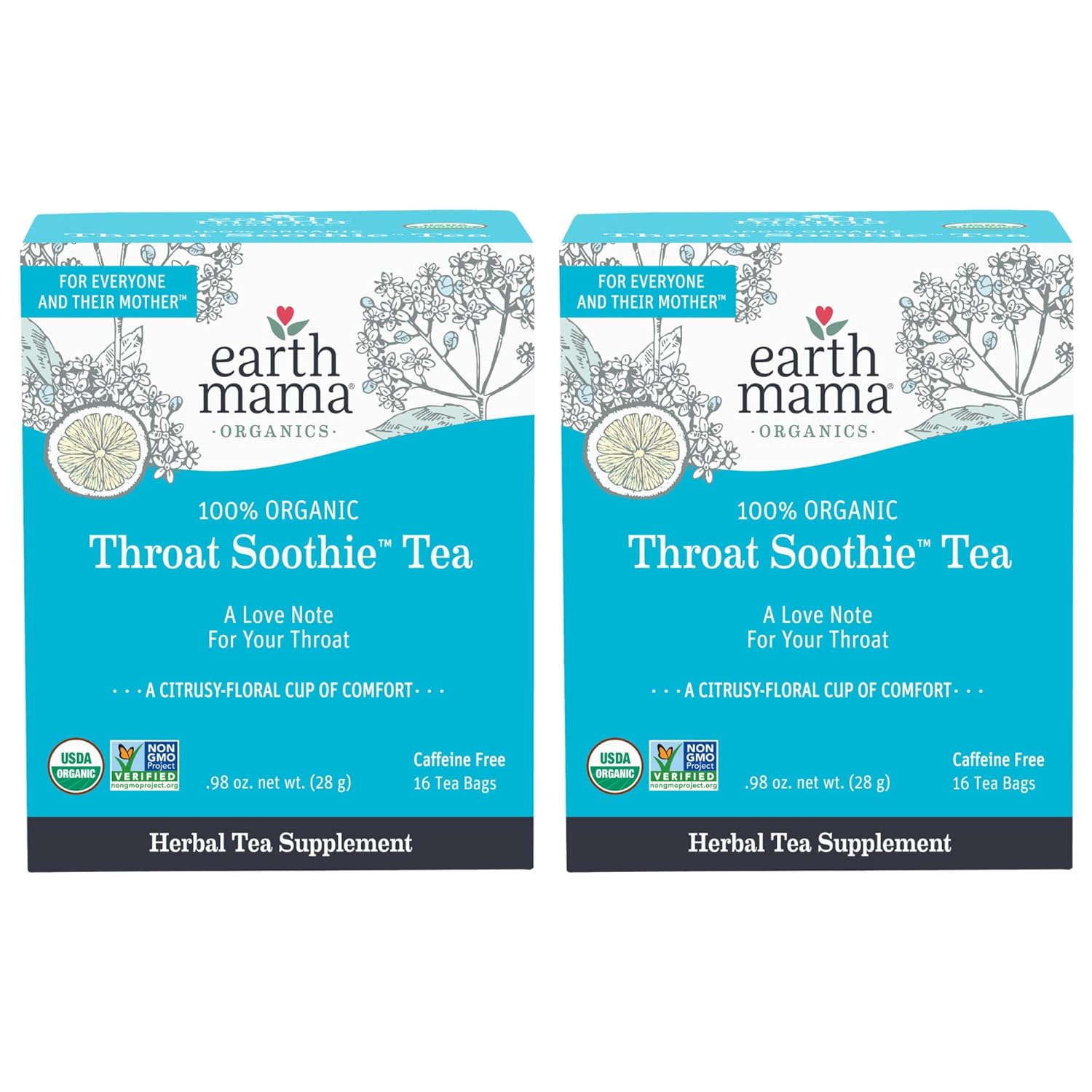 Earth Mama Throat Soothie Tea with Elderflower for Immune Support | Formulated with No Licorice | Safe for Kids & During Pregnancy, 16-Count (2-Pack)