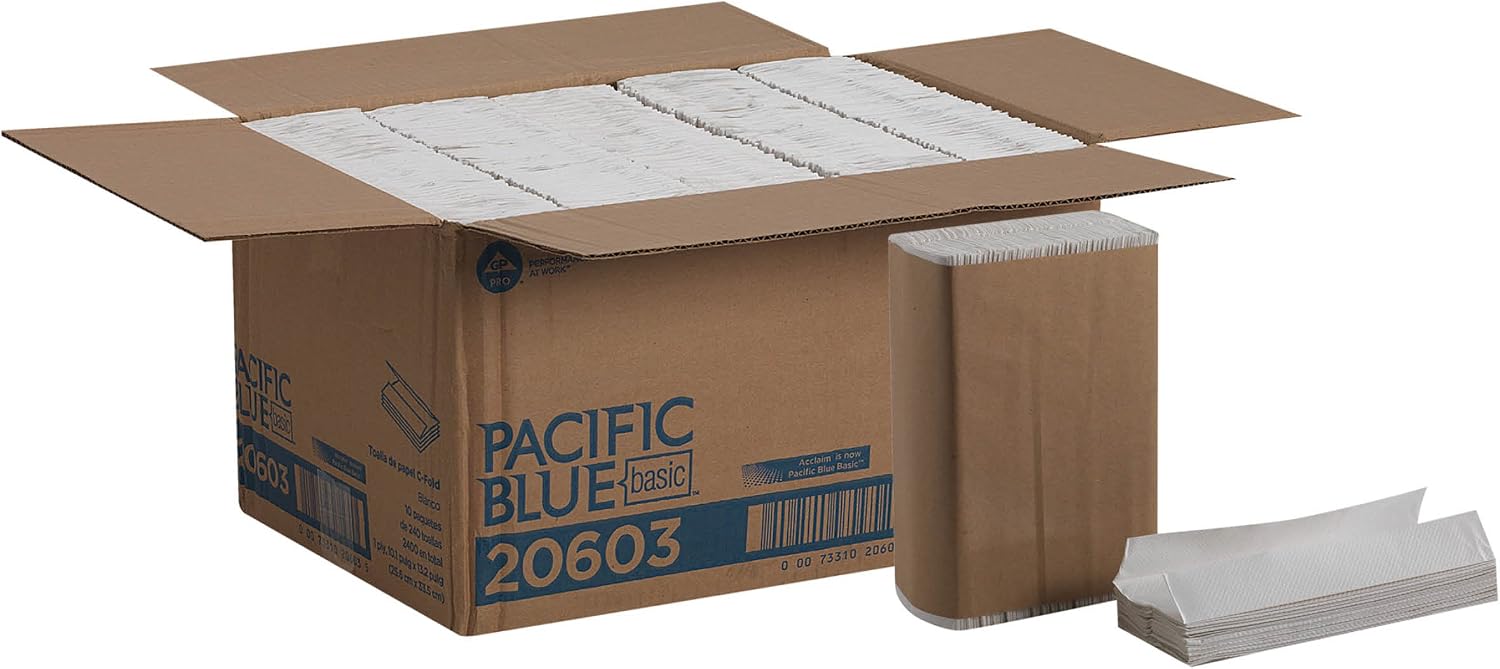 Georgia-Pacific Pacific Blue Basic‚ C-Fold Paper Towels (previously branded Acclaim) by GP PRO,White,20603,240 towels per pack,10 packs per case