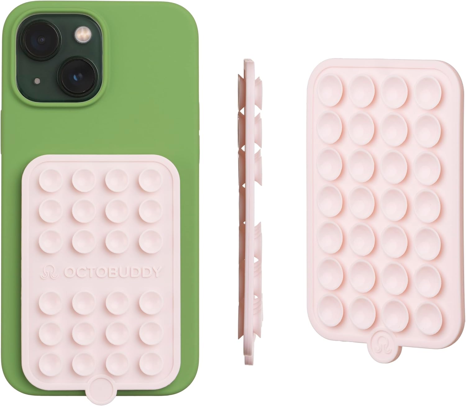 Double - Silicone Double-Sided Suction Phone Case Detachable Mount - Hands-Free, Strong Grip Holder for Selfies & Videos - iPhone & Android Compatible - 2.5″ x 3.75″, Chalk Pink