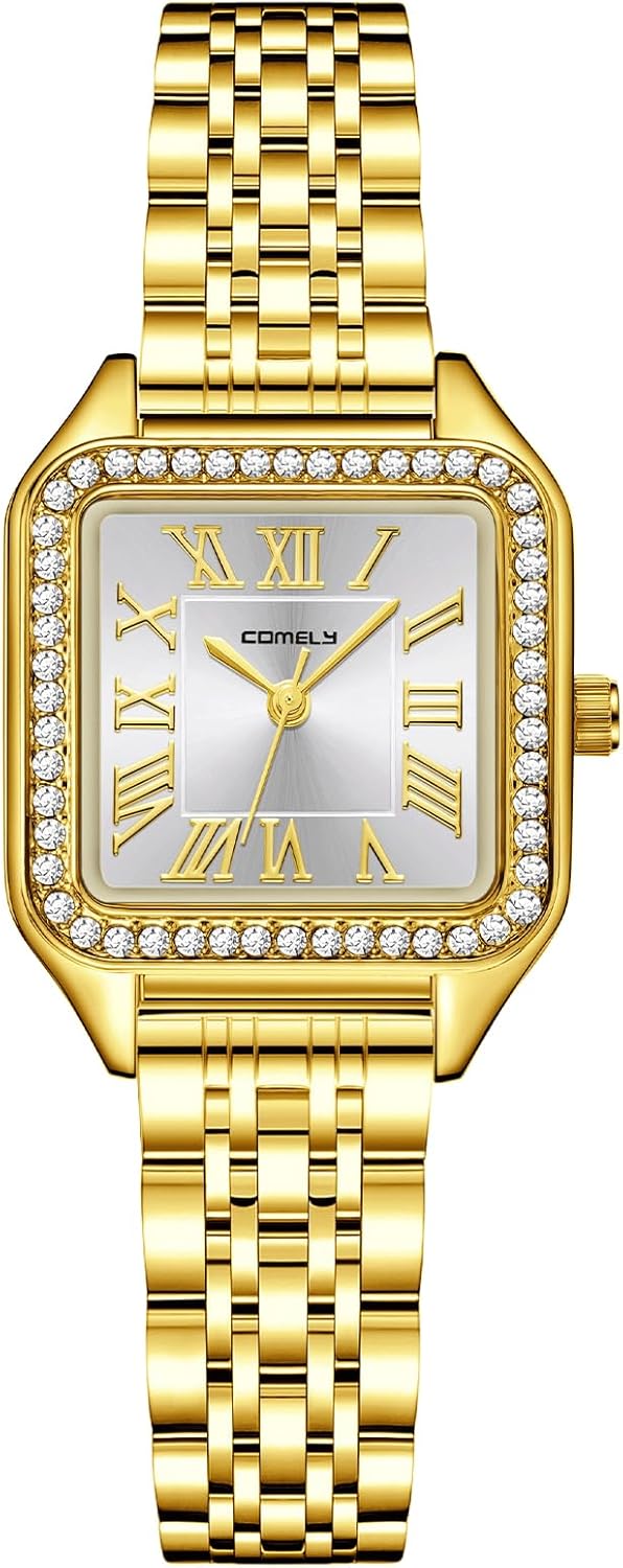 CIVO Stylish Watches for Women Small Rectangular Face Ladies Watch with Stainless Steel Strap - Vintage Wrist Watch Analogue Quartz for Women Gifts