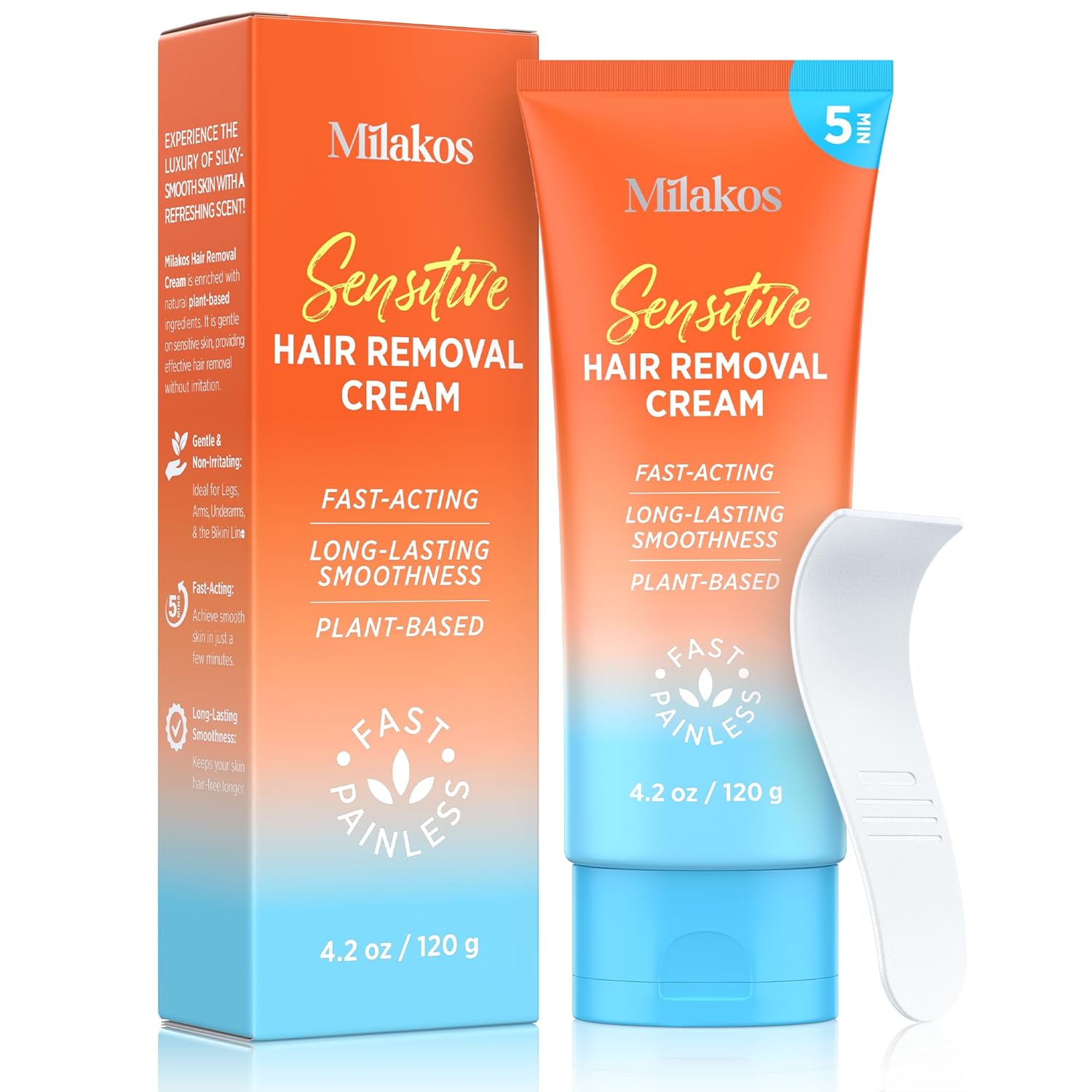 Hair Removal Cream for Women - Sensitive Skin & Bikini Area with Fast-Acting 5-Minute Formula - Painless Depilatory Cream for Underarms, Legs, Arms -No Irritation