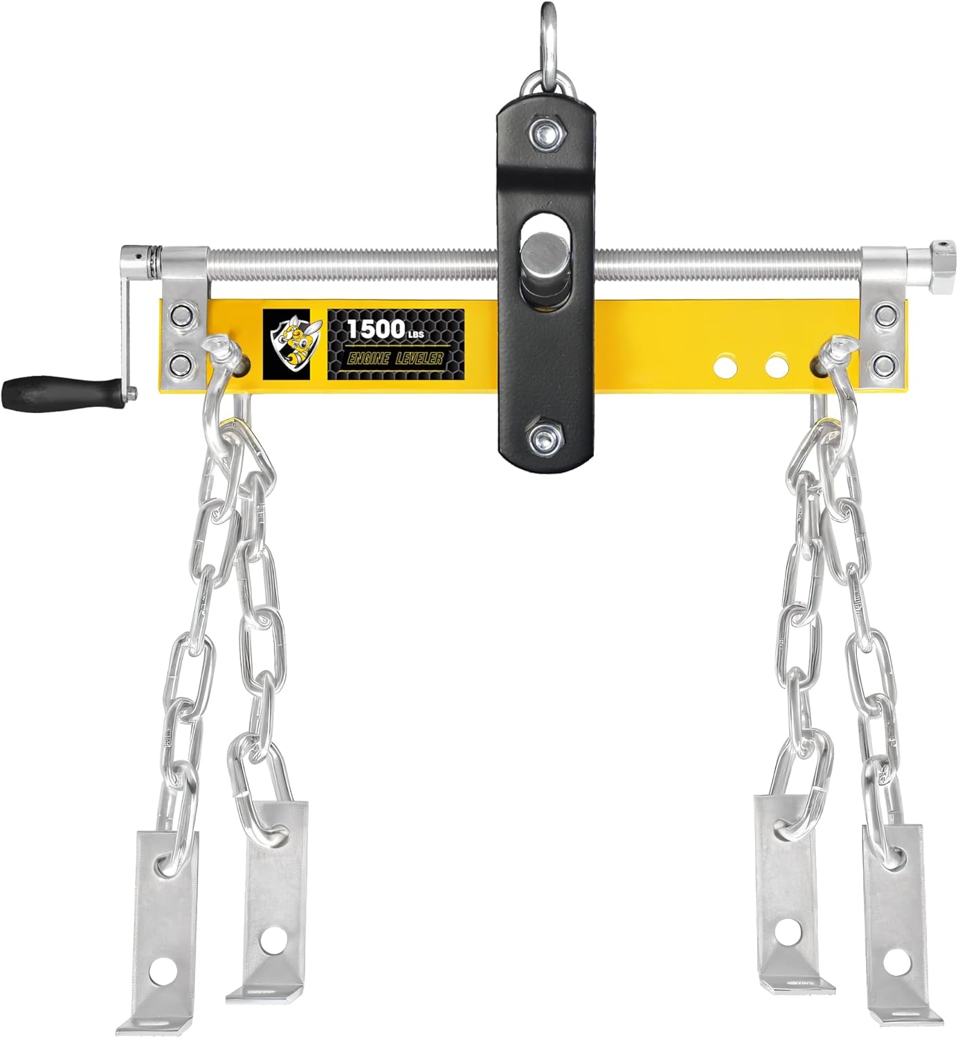 YELLOW JACKET Engine Leveler 1500lbs Steel Engine Hoist Shop Crane with Ball Bearing and Adjustable Handle