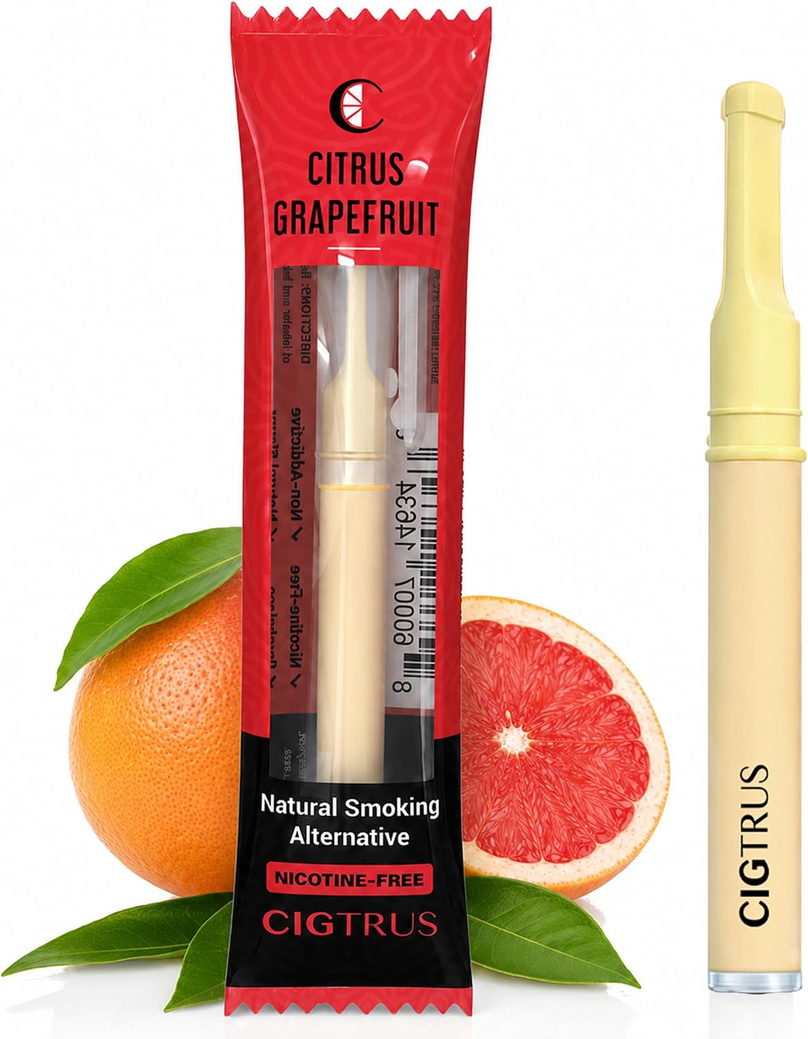 Cigtrus Quit Smoking Aid – Natural Smokeless Inhaler – Non-Electric, Nicotine-Free & Travel-Safe – 1-Piece Grapefruit