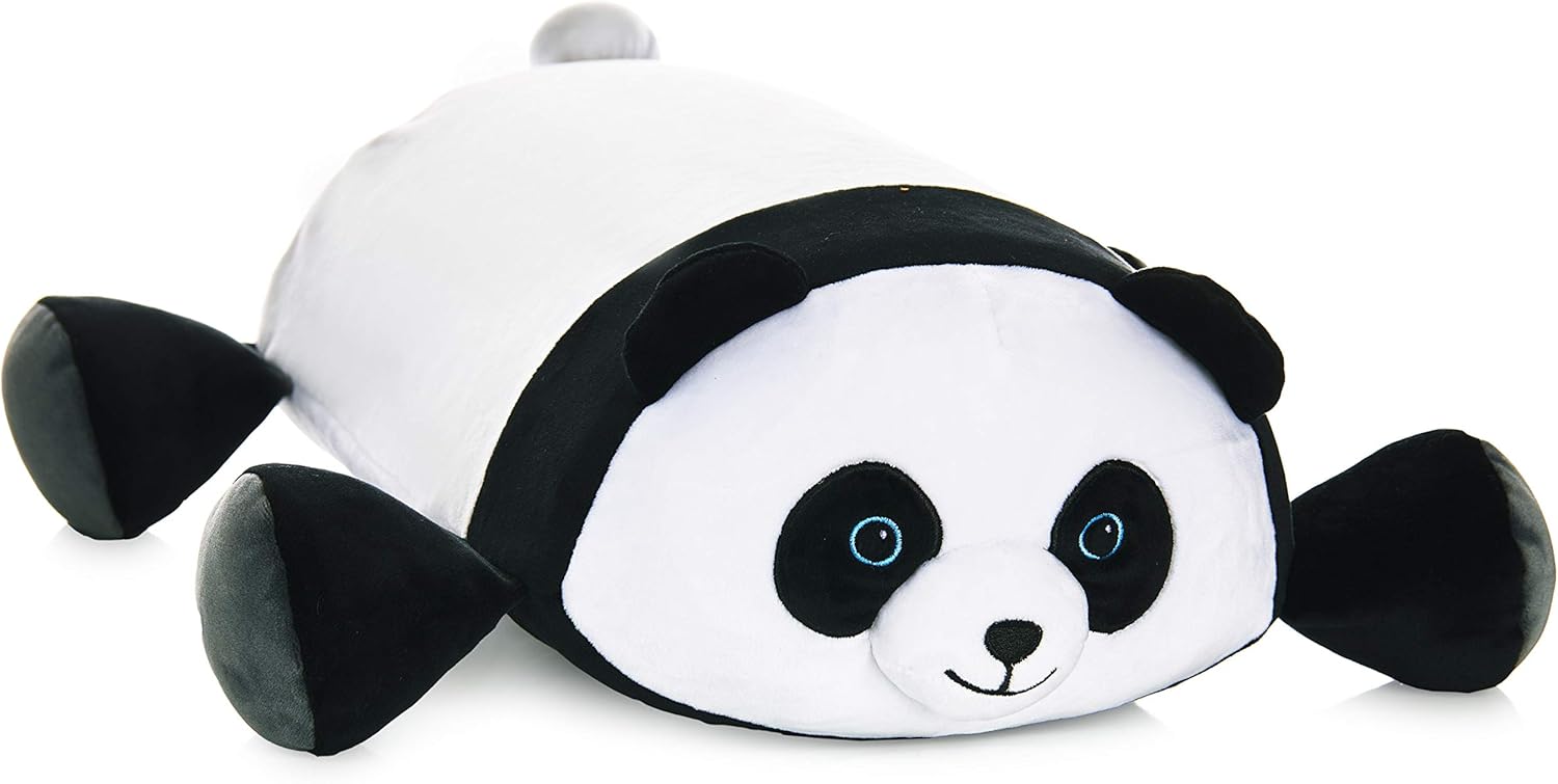 Cuddly Memory Foam Pillow Plush with Belly Pocket, Kids Pillow for Hugging Sleeping & Storing Diary, 15” Stuffed Animal & Journal Set - Booski The Panda