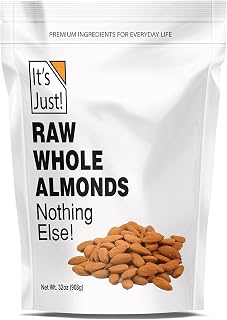 It's Just - Raw Whole Almonds, Grown in California, 32oz (2lbs), Unsalted, Premium Quality, Supreme Grade, Naturally Semi Sweet, Made in USA