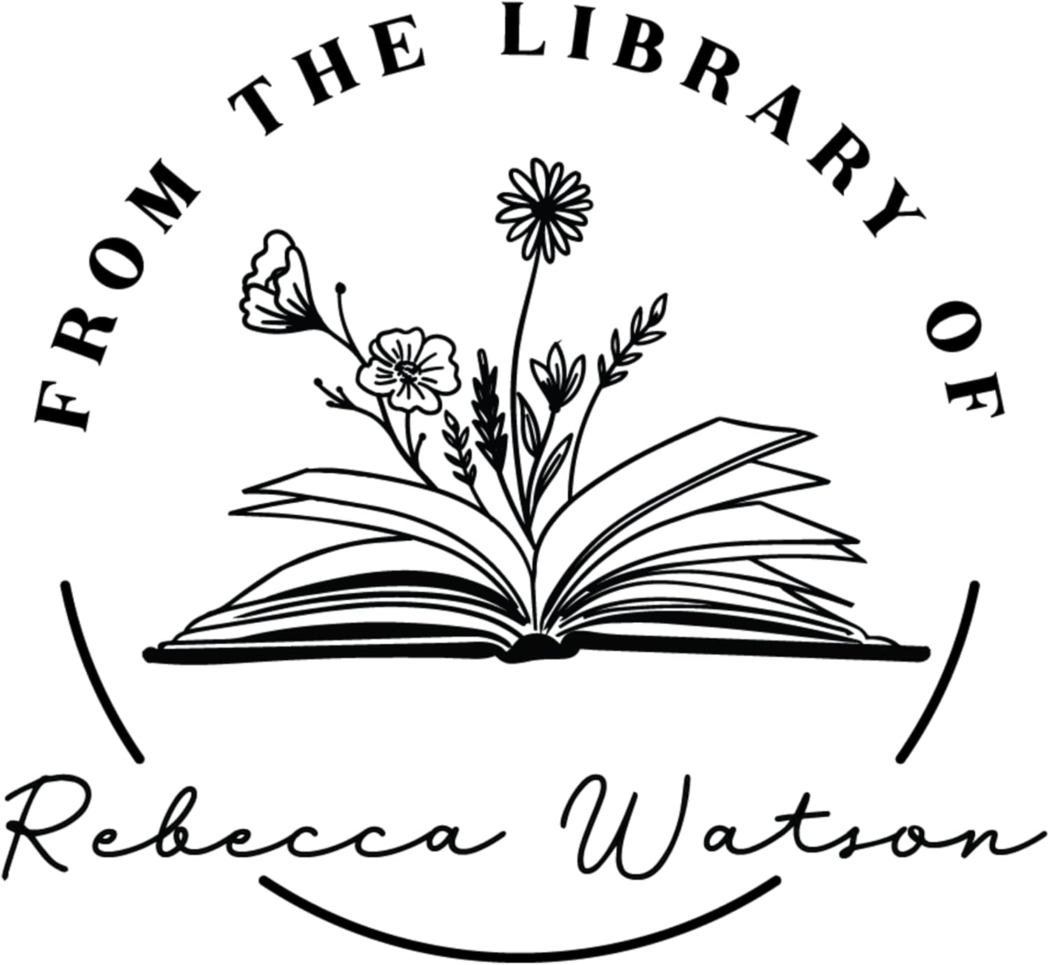 Pickled Stamps from The Library of | Ex Libris | Floral Book Stamp | Personalized Book Embosser | Custom Library Embosser | Self-Inking Wood Handle Floral 2
