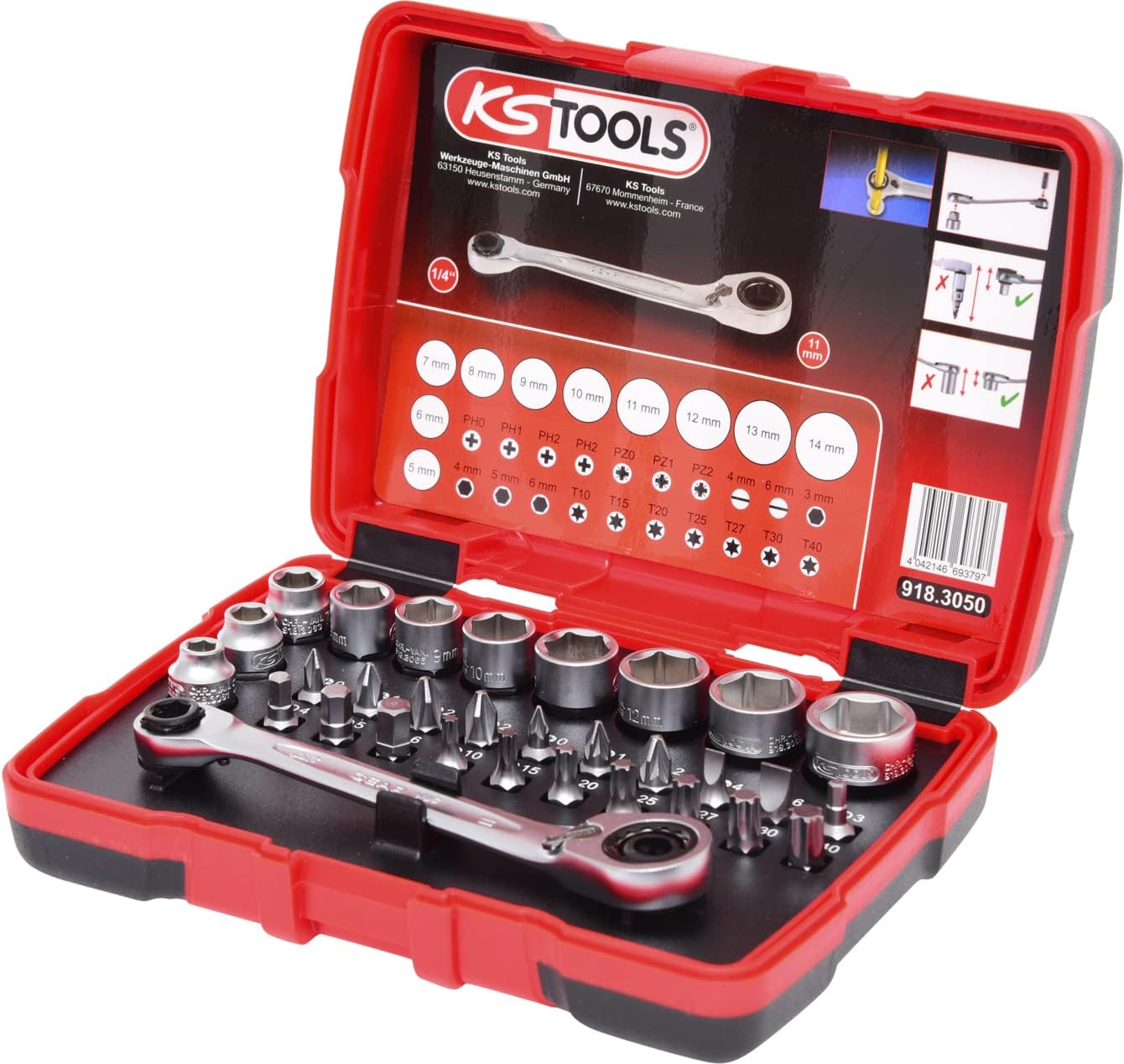 SK Hand Tool 1/4" + 11 Mm Go Through Socket and Bit Set, 31 Pcs
