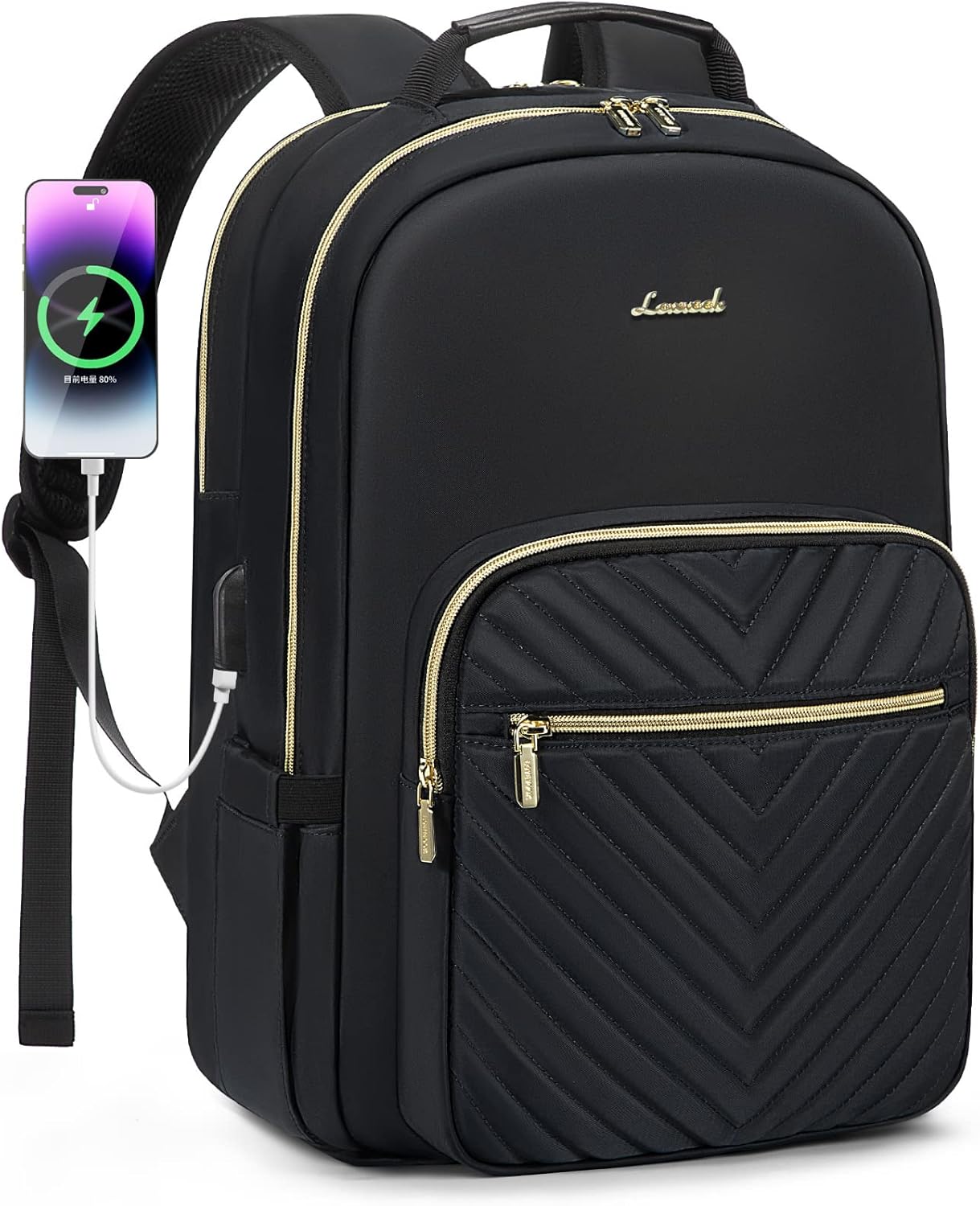 LOVEVOOK Laptop Backpack for Women 15.6 Inch, Womens Backpack for Work Business Travel School College With USB Port, Lightweight Back Pack Computer Laptop Rucksack-Black