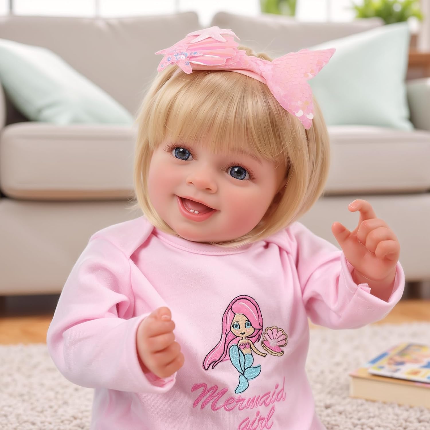BABESIDE Lifelike Reborn Baby Dolls Girl, 20 Inch Newborn Realistic Real Life Poseable Toddler Doll for Girls Soft Vinyl and Cloth Body with Feeding Kit Gift Box for Kids Age 3+