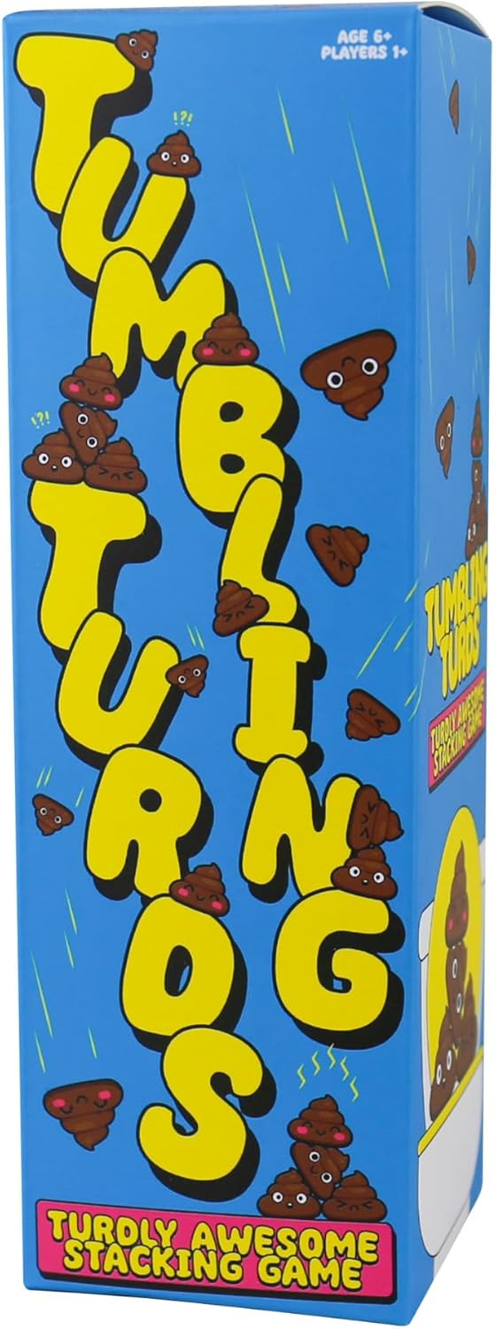 Gift Republic Tumbling Turds Poo-Themed Stacking Game for Kids Fun Portable Tower Building Challenge 16 Pieces Idea, Brown