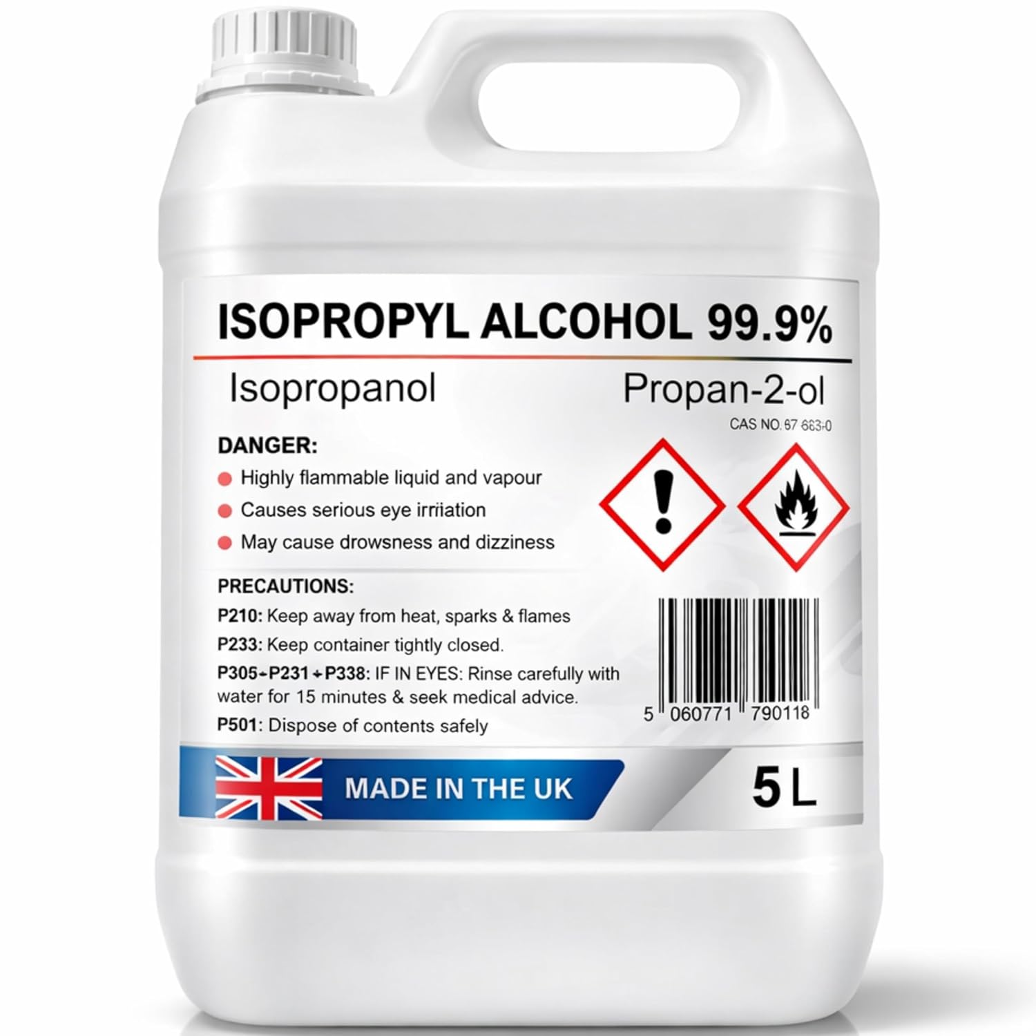 99.9% Isopropyl Alcohol (IPA) Rubbing Alcohol Cleaner & Degreaser, Electronics PCB Flux Remover, Screen & Glass Cleaner, 3D Resin Wash, Sticker Adhesive Remover, Made in UK