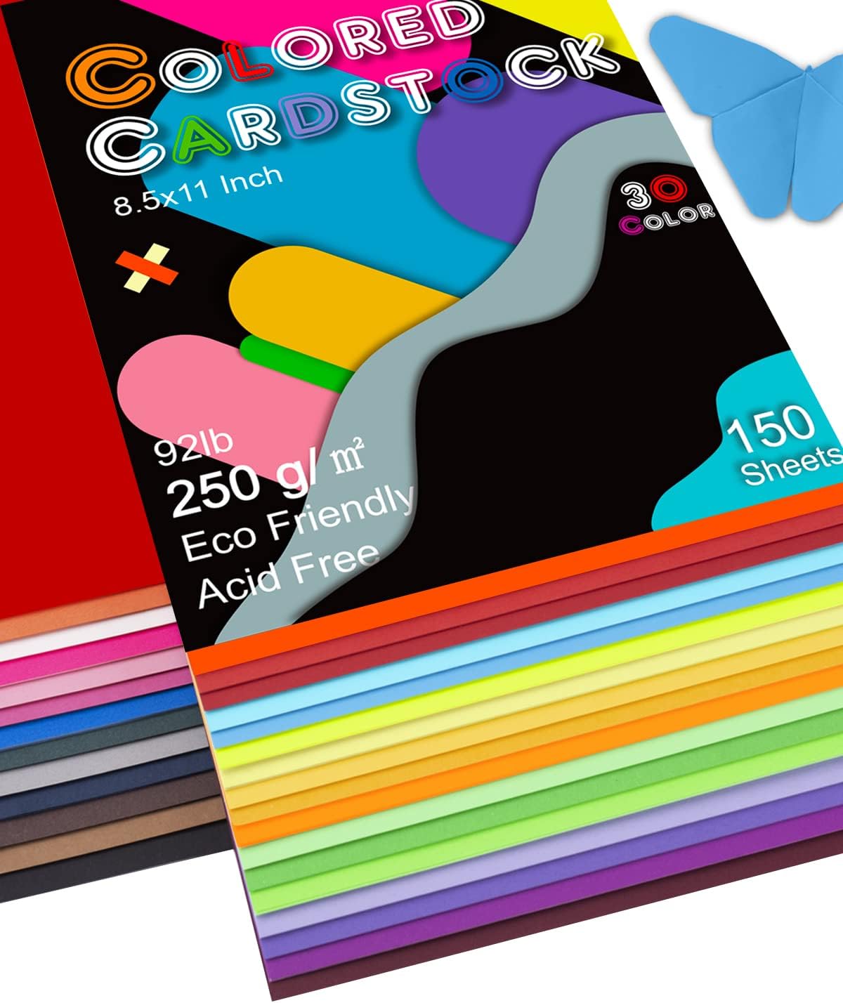 Colored Cardstock 150 sheets, 8.5” x 11” Cardstock Paper - 30 Assorted Colors, 250 GSM Colorful Card Stock Printer Paper Scrapbooking Supplies for Diy Crafts, Scrapbooking, Card Making