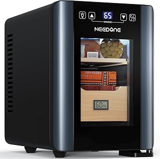 NEEDONE Electric Cigar Humidor 8L with Heating and Cooling Quiet Control System, Thermostatic Cooler Cabinet Humidor Box with Spanish Cedar Wood Shelves & Drawer with Hygrometer, Gift for Men…
