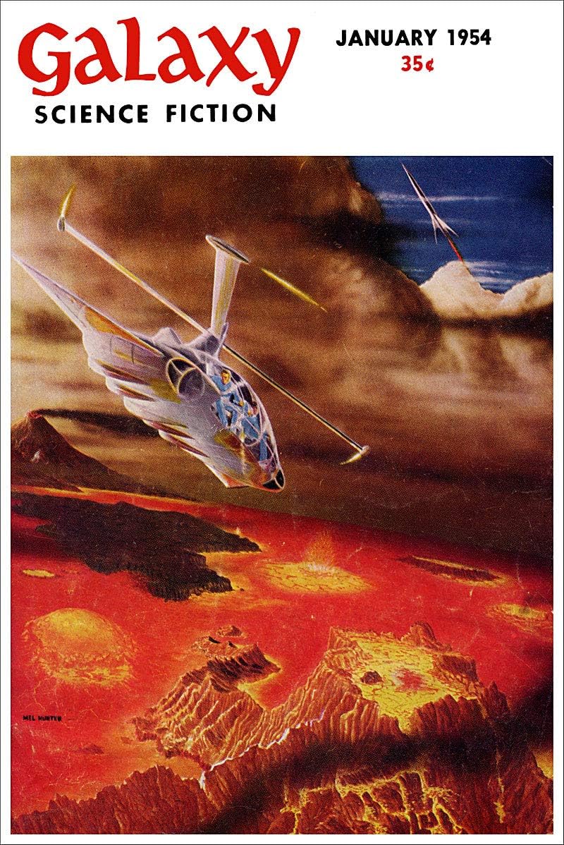 American Gift Services - January 1954 Galaxy Science Fiction Magazine Vintage Science Fiction and Fantasy Sci Fi Book Cover Art Poster - 18x24