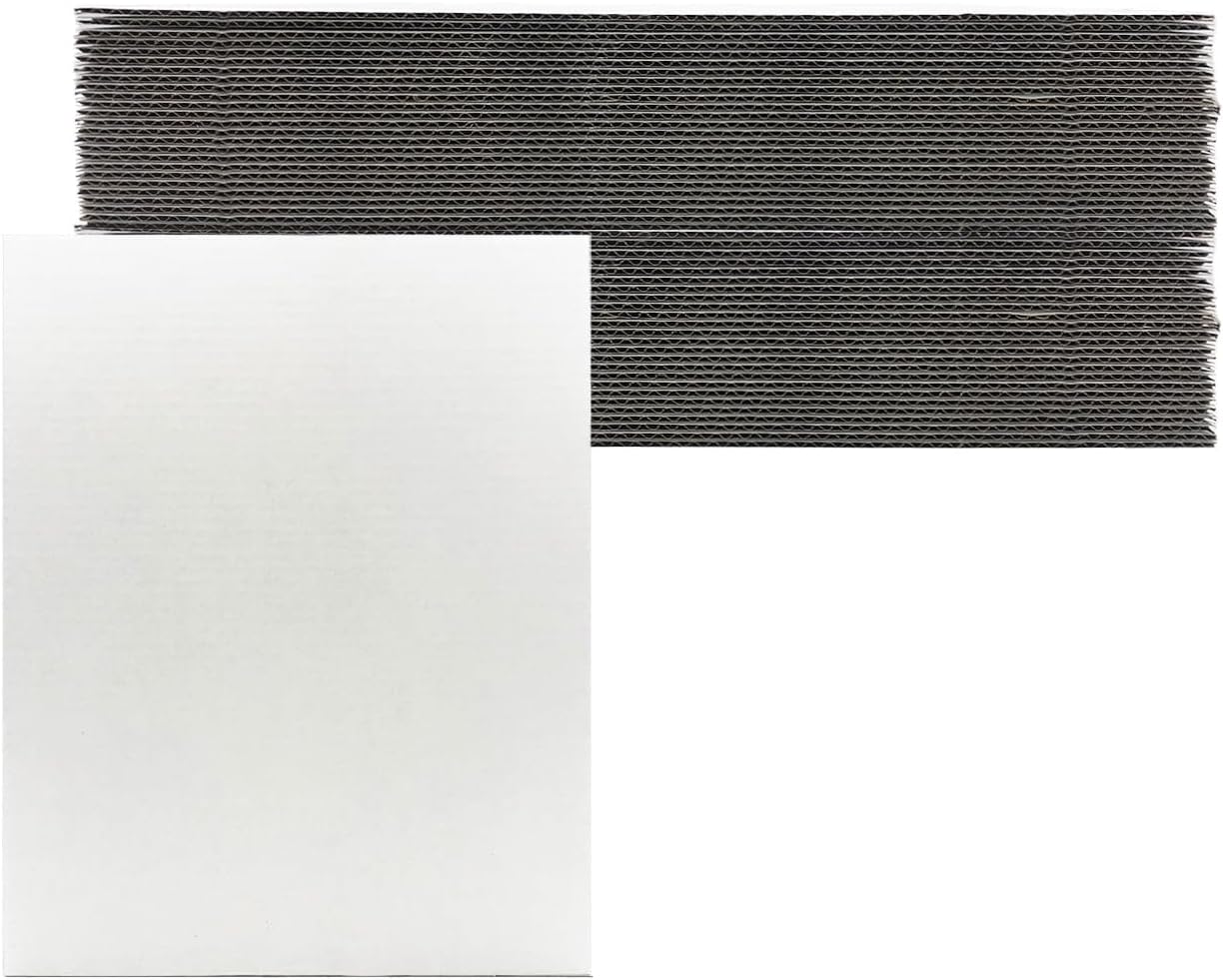 12 x 15 Inch Corrugated Cardboard Sheets Flat Layer Pads White rectangle Separators Bulk Flat Card Boards Inserts for Packing, Shipping,Art,Mailing,Diy Crafts,T-Shirts，Divider Backing 50 Pack