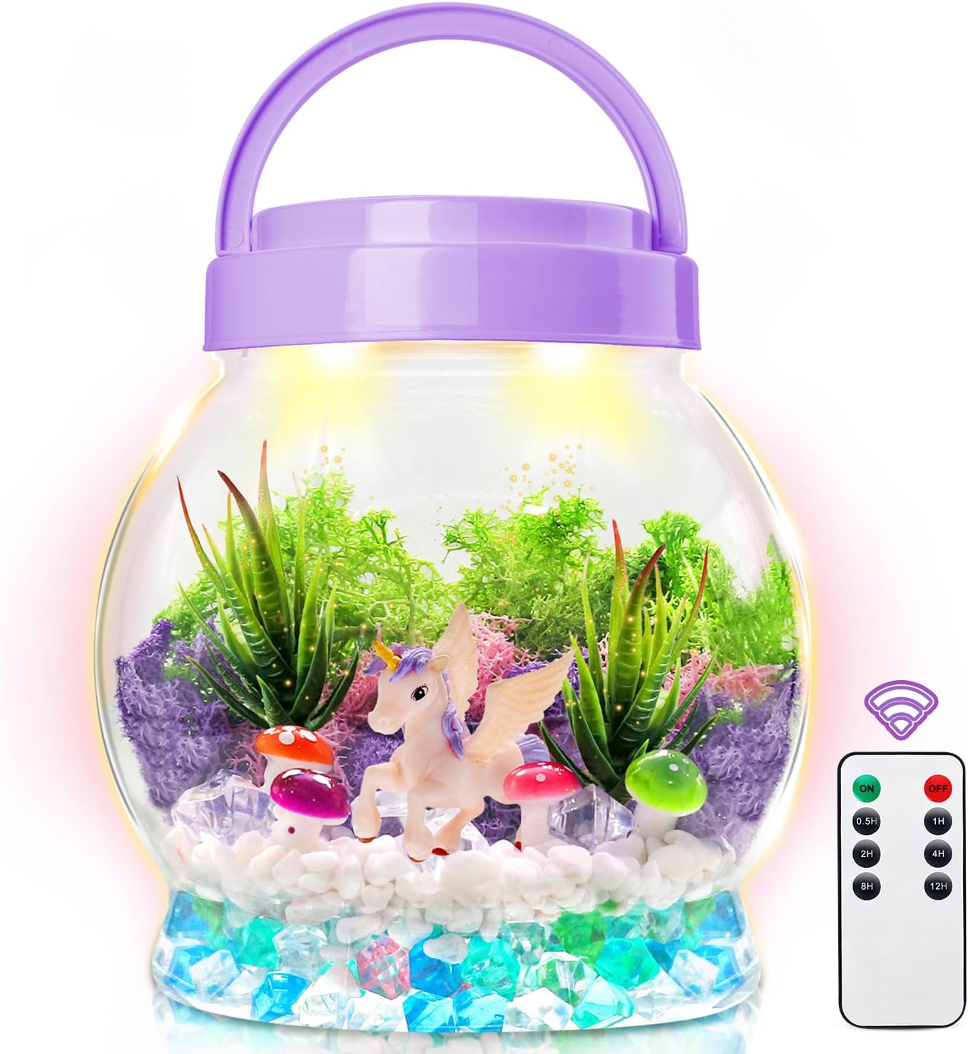 SLDALES DIY Unicorn Night Light,Terrarium Kit with Plant Garden Toys for 3 4 5 6 7 8+ Years Old Kids,Unicorn Gifts for Girls